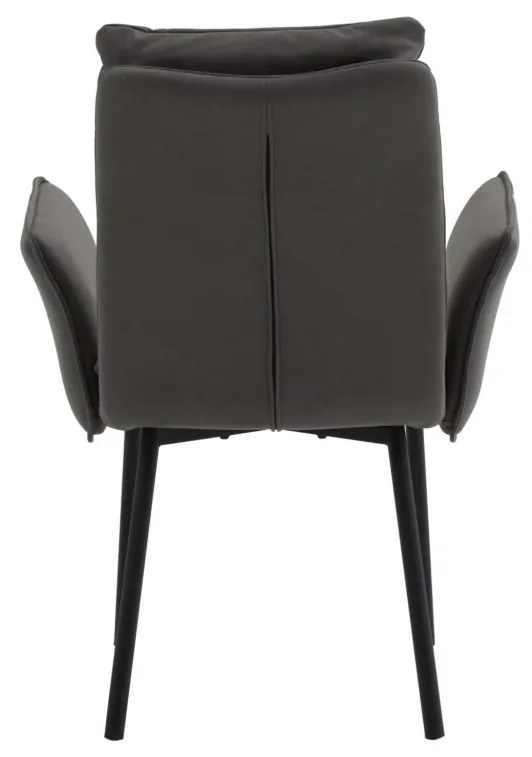 Set di sedie MALIBÙ in similpelle antracite e gambe in metallo nero, con braccioli