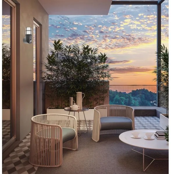 Redo 90201 - Lampada da esterno con sensore TRITON 1xE27/28W/230V IP54 nero