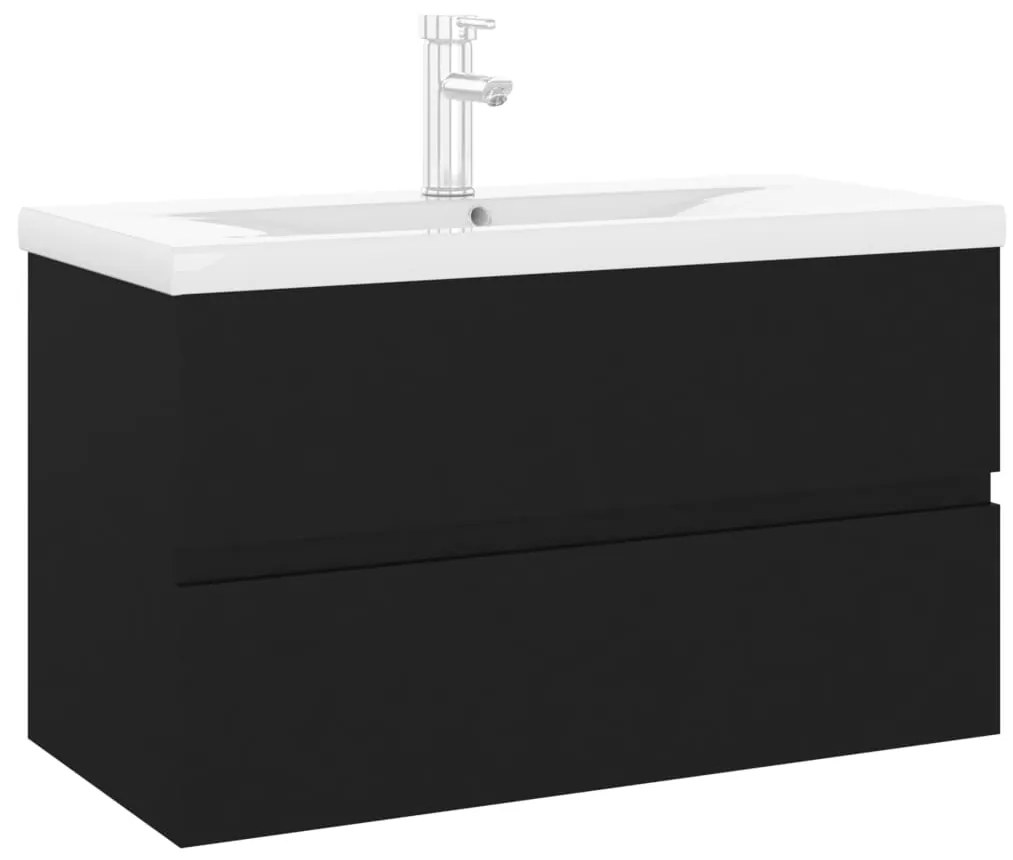 Mobile con lavabo integrato nero in legno multistrato