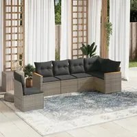 Set Divano da Giardino 6 pz con Cuscini Grigio in Polyrattancod mxl 112555