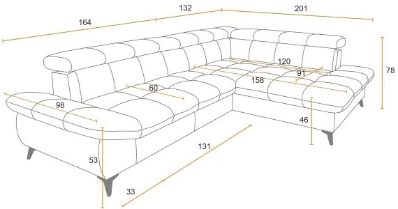 Divano angolare letto a L MARANO, lato destro, beige