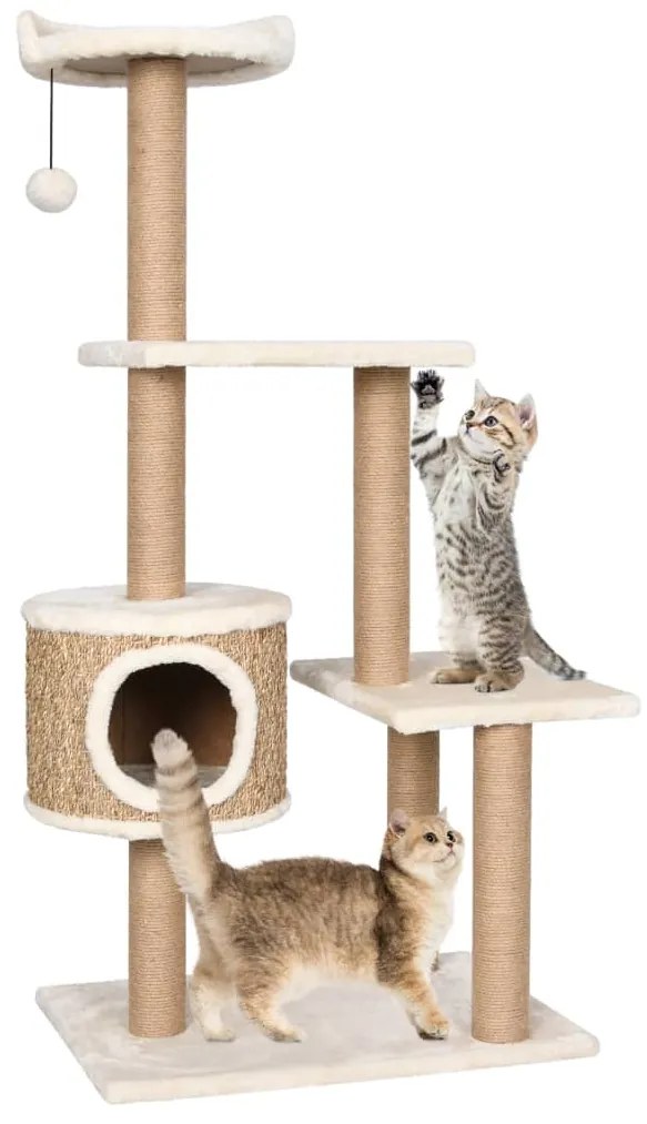 Albero Per Gatti Con Palo Tiragraffi 123 Cm İn Giunco /
