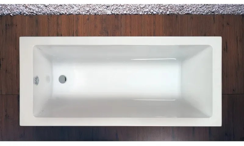 Kamalu - Vasca da bagno rettangolare 170x75cm in acrilico bianco lucido | KM200