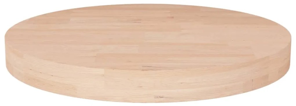 Piano Tavolo Rotondo Ø50x4 Cm Massello Di Rovere Non Trattato /