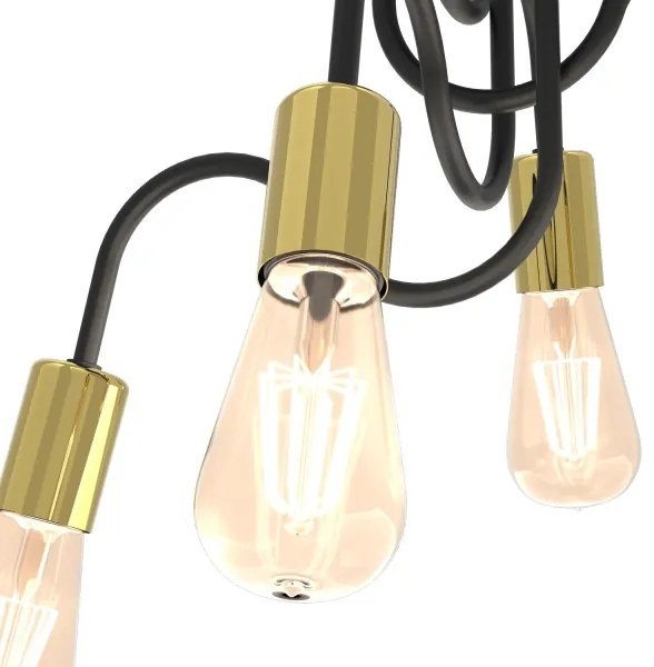 Lampadario a plafone DOW 4xE27/60W/230V nero/oro