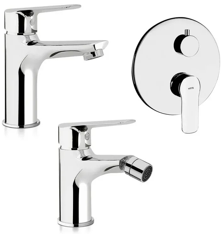 Set miscelatori lavabo bidet e doccia incasso con deviatore cromati Artis Punta+ piletta inclusa