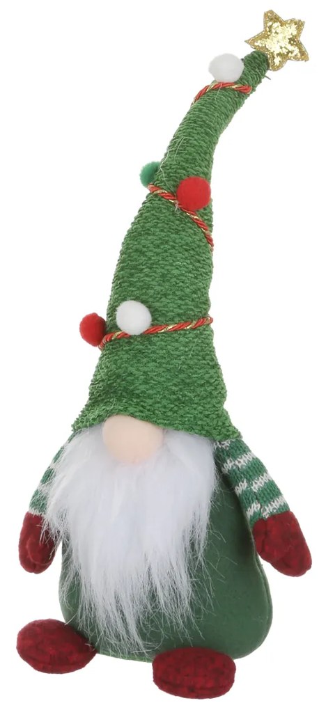 Gnomo Natale fermaporta 33 cm cappello verde palline