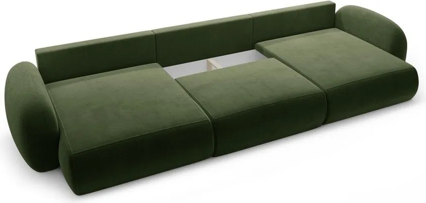 Divano angolare verde allungabile/con contenitore (a U) con rivestimento in velluto Tonale – Cosmopolitan Design