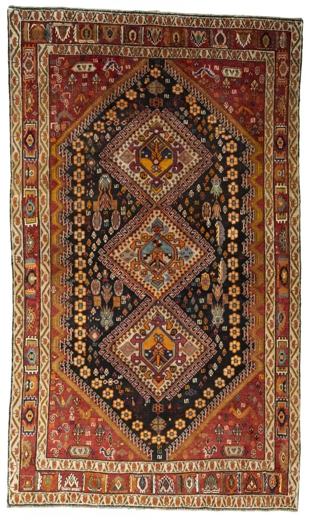 Shiraz Tappeto 150x250 Blu (Iran) Annodato A Mano