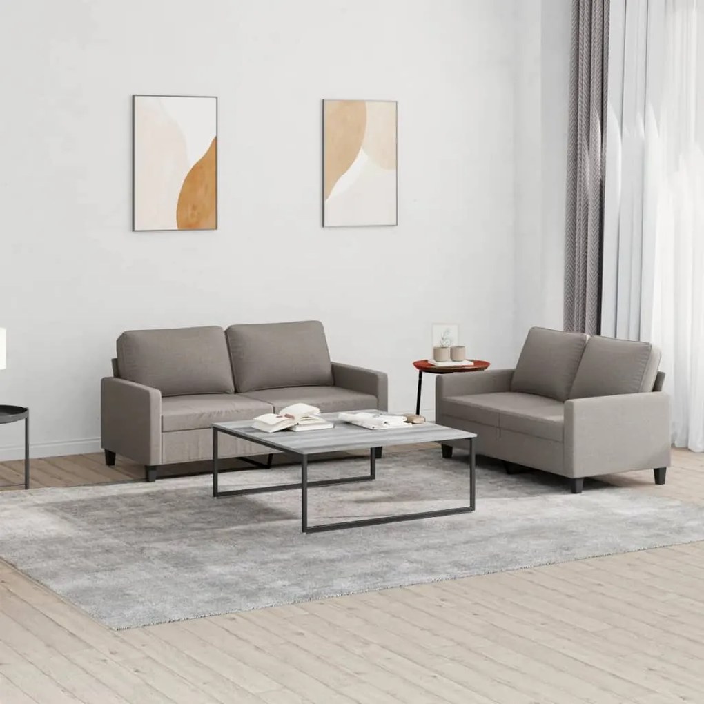 Set Di Divani 2 Pz Con Cuscini Tortora İn Tessuto /