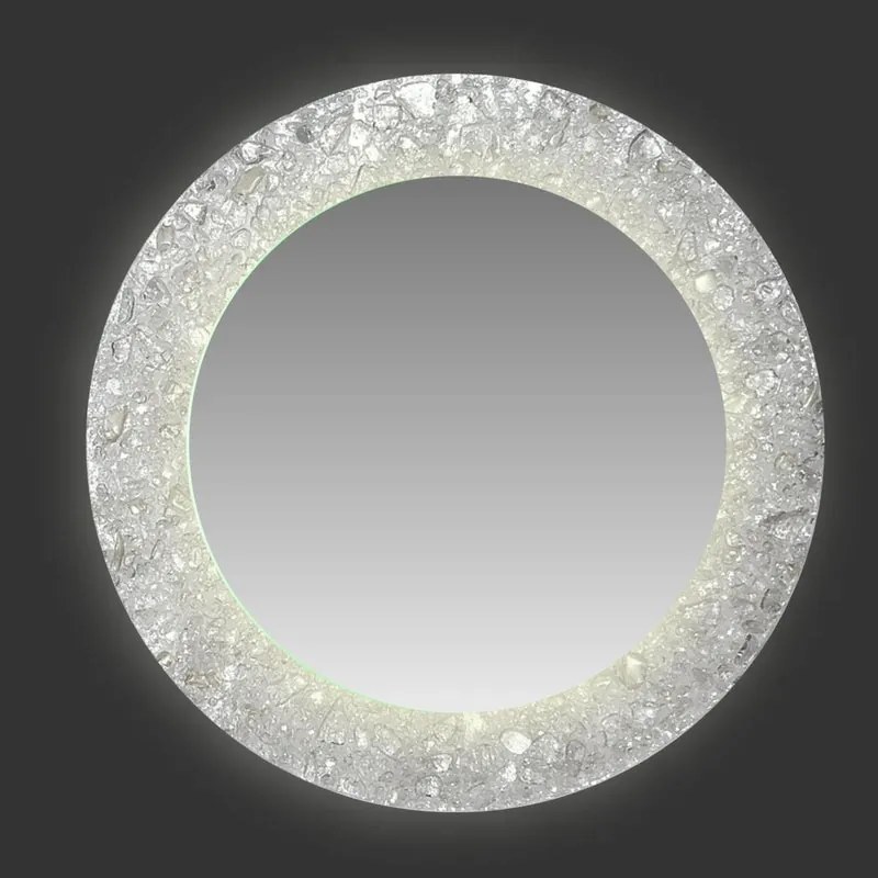 Specchio con illuminazione integrata tondo Retroil  Diametro 98 cm, vetro fuso graniglia