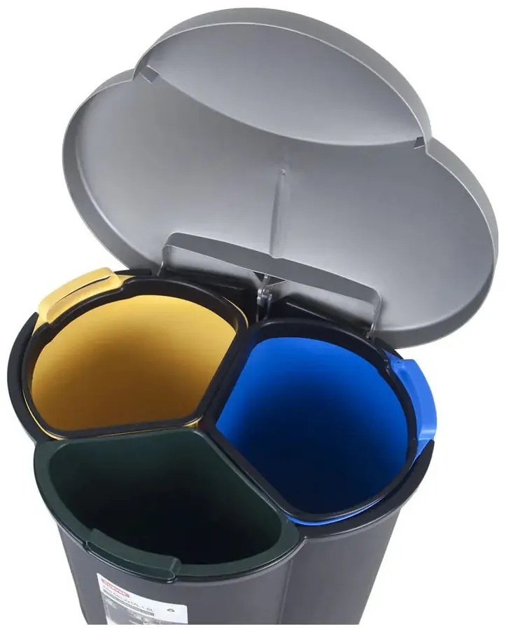 Contenitore in plastica per rifiuti differenziati/pedali 17+17+6 l Trio - Curver