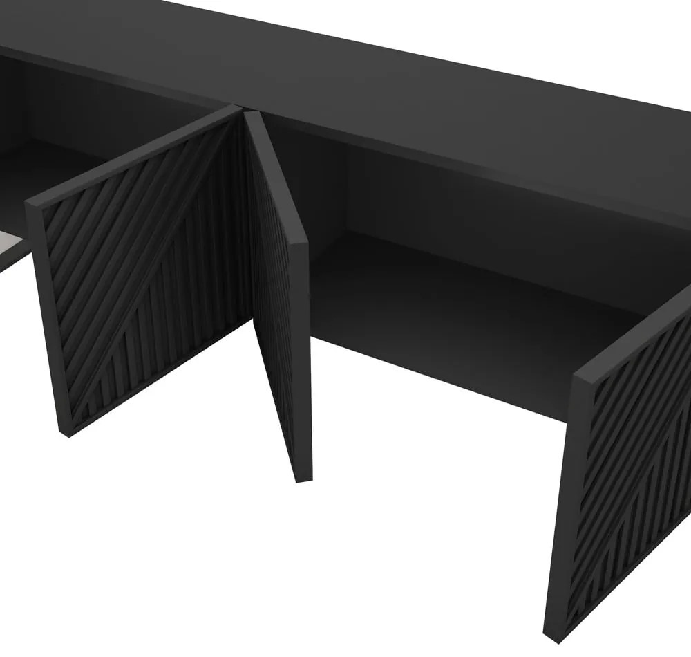 Tavolo TV nero 161x55x35 cm Peta - Marckeric