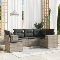 Set Divano da Giardino 5pz con Cuscini Grigio Chiaro Polyrattan 3254909