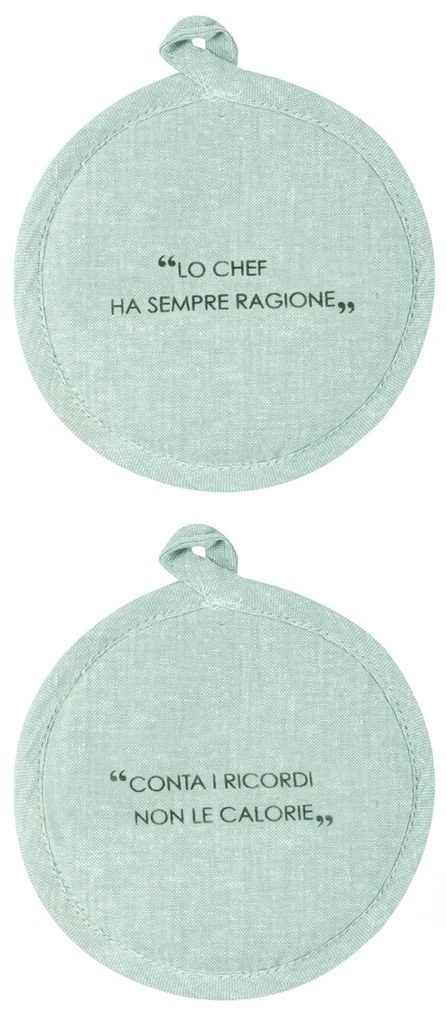 Set 2 presine 17 cm verde con scritta
