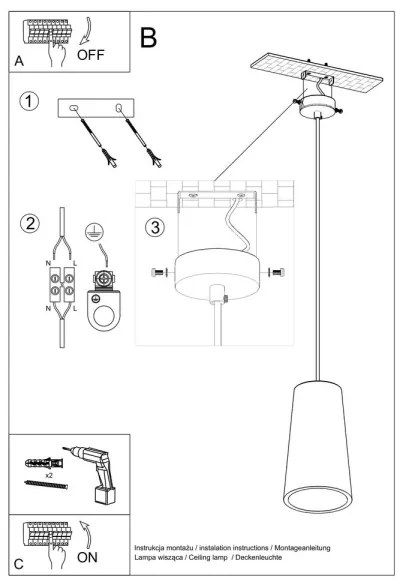 Sollux SL.0849 - Lampadario a sospensione con filo GULCAN 1xE27/15W/230V
