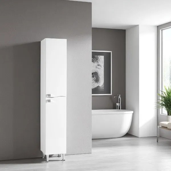 Colonna a terra Onda in melaminico 196h 2 ante Bianco Lucido