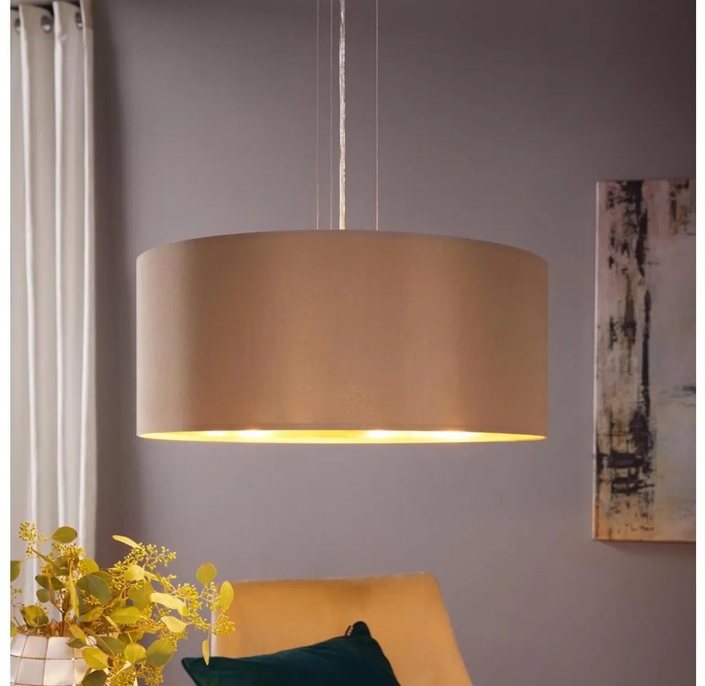 Eglo 78693 - Lampadario a sospensione con filo MASERLO 3xE27/60W/230V diametro 53 cm beige/rame