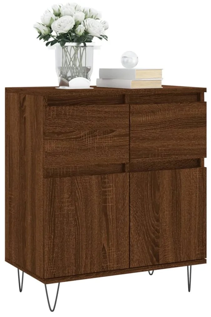 Credenza rovere marrone 60x35x70 cm in legno multistrato