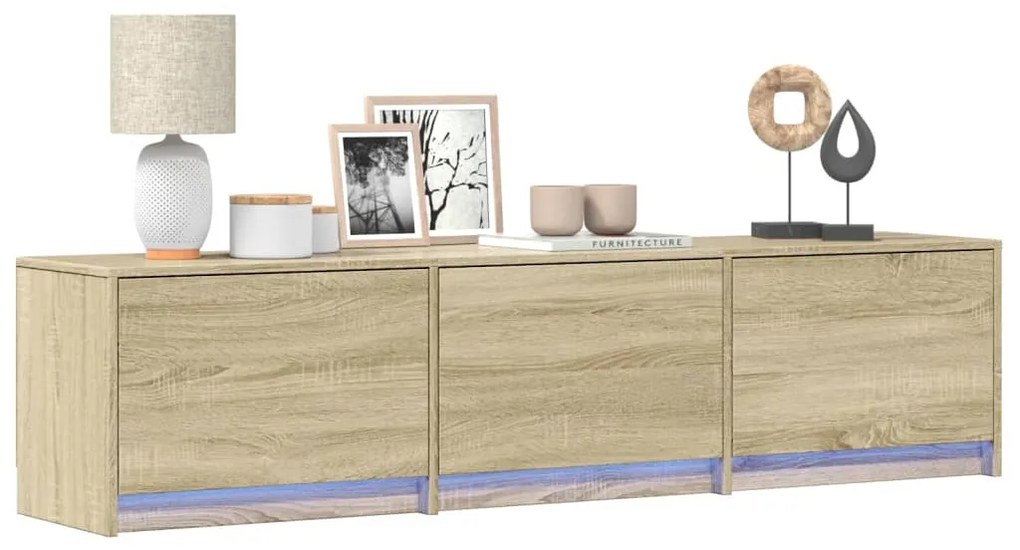 Mobile Porta Tv Con Led Rovere Sonoma 165x34x40cm İn Truciolato /