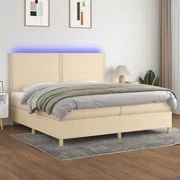 Letto a Molle Materasso e LED bianco 200x200cm in Tessuto 3135386