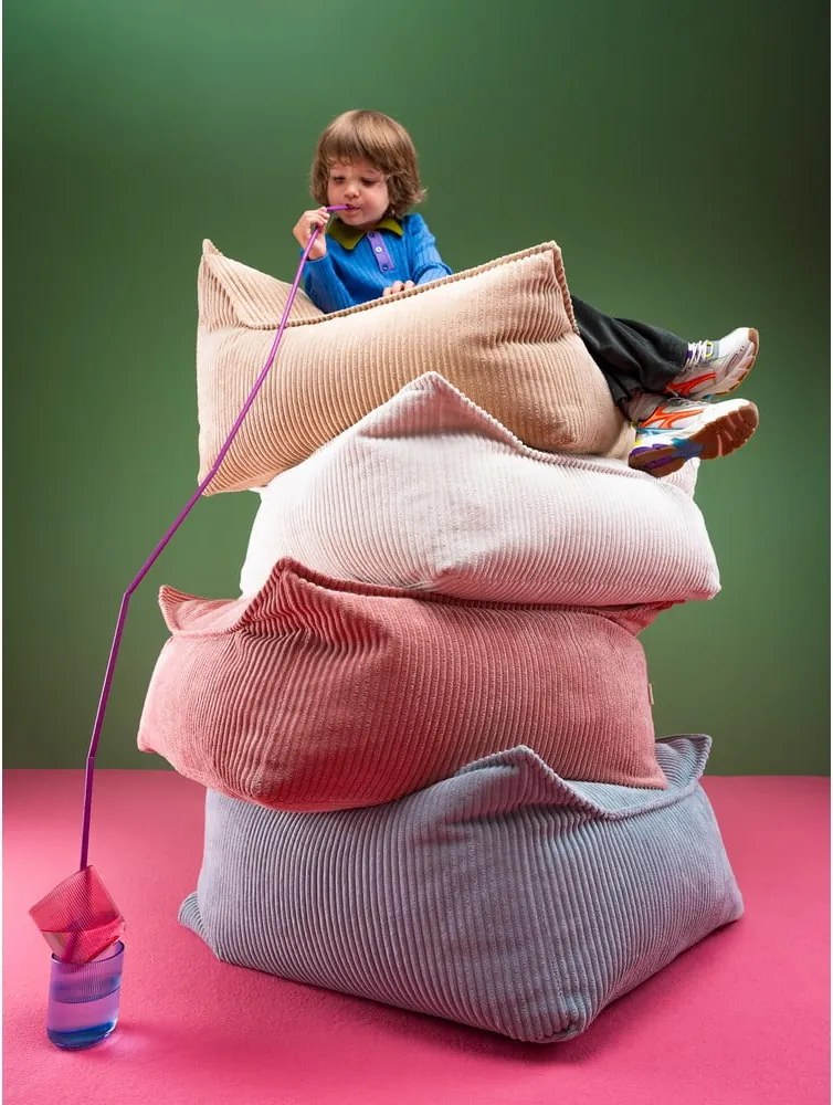 Pouf a sacco per bambini blu con rivestimento in velluto a coste Square – Wigiwama