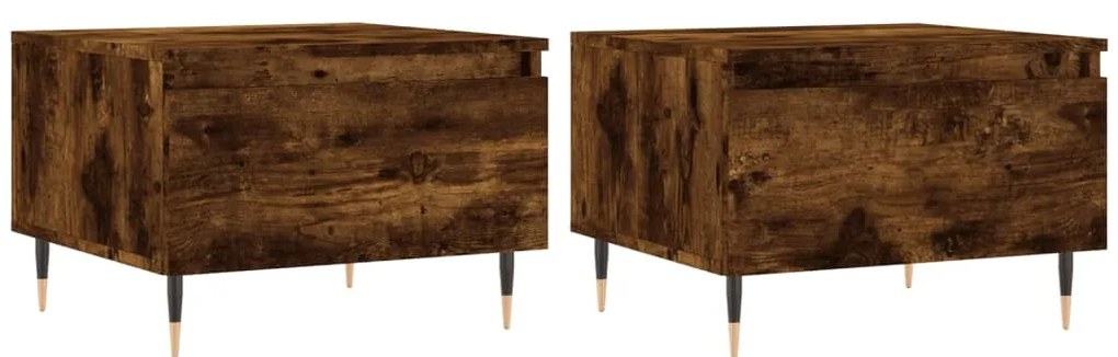 Tavolini salotto 2pz rovere fumo 50x46x35 cm legno multistrato