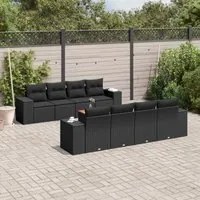 Set Divani da Giardino 9 pz con Cuscini Nero in Polyrattan 3257693