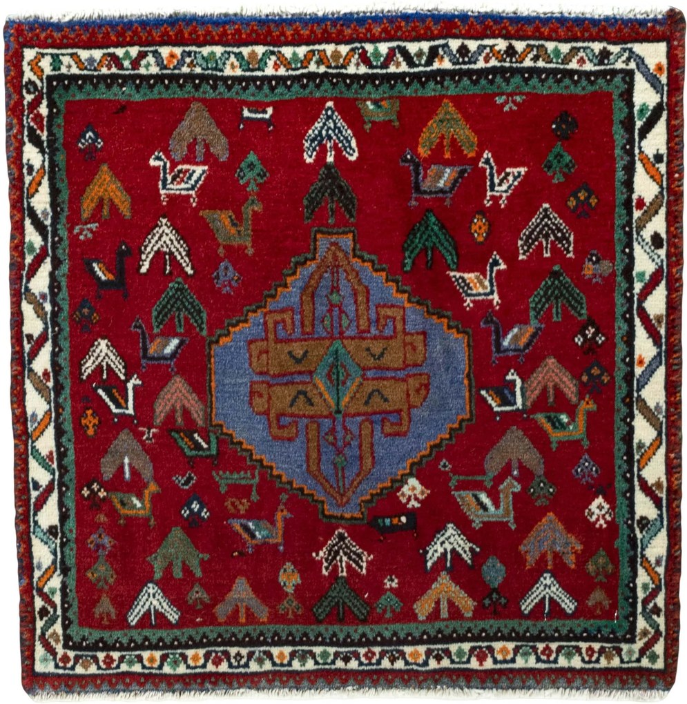 Shiraz Tappeto persiano 60x60 Rosso (Iran) Annodato A Mano