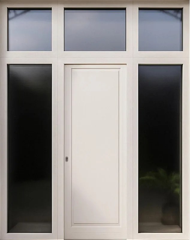 Portoncino d'ingresso in alluminio Bugnale 62 L 80 x H 210 cm bianco/noce apertura a destra