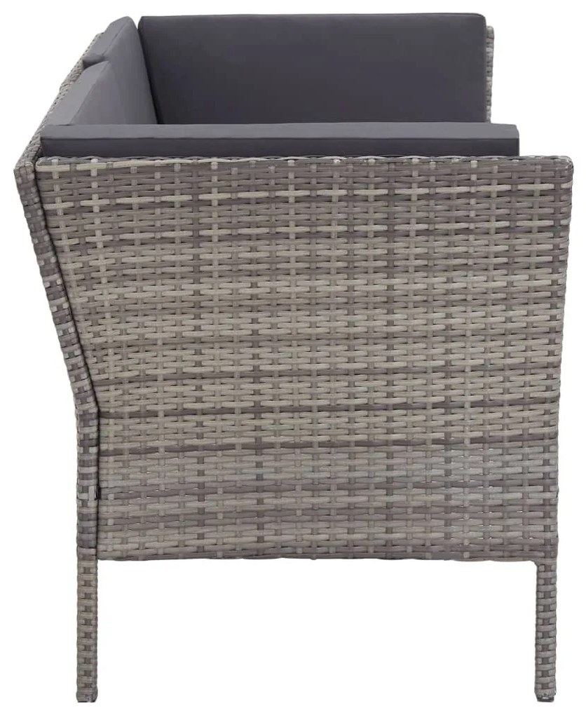 Set divani da giardino 6 pz con cuscini in polyrattan grigio