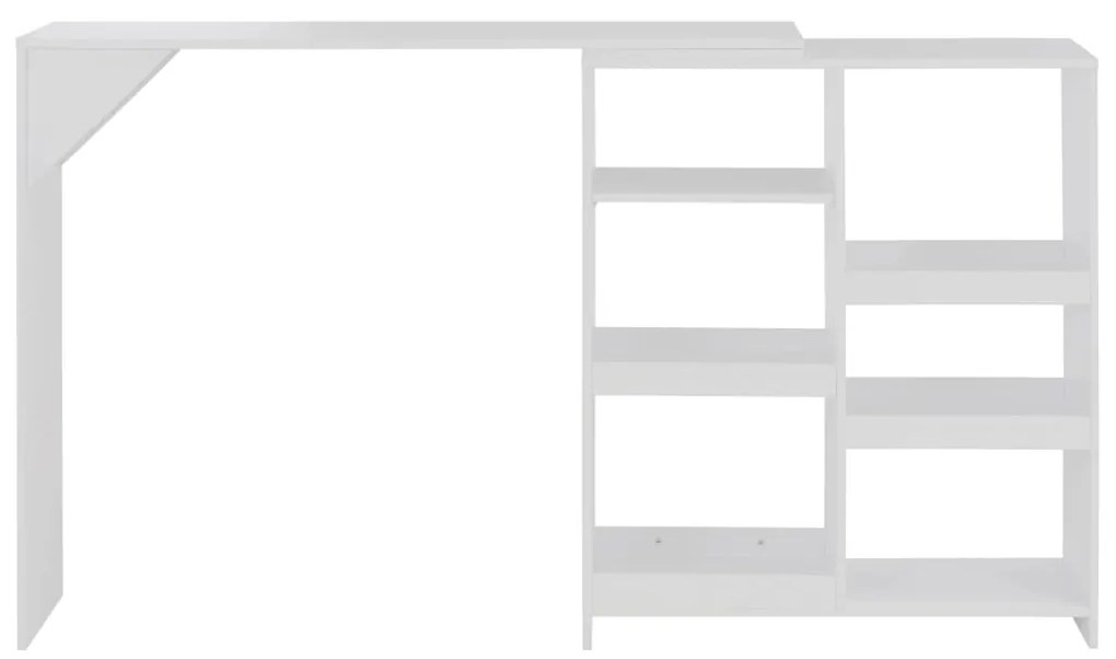 Tavolo da bar con scaffale mobile bianco 138x39x110 cm