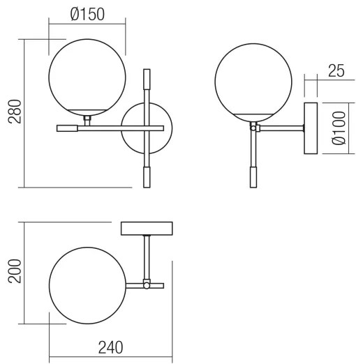 Redo 01-2945 - Applique ESSENTIAL 1xE14/28W/230V sinistra