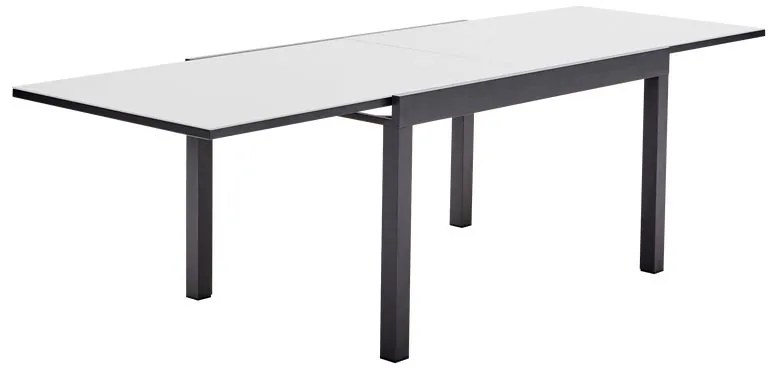 Tavolo allungabile da esterno rettangolare in alluminio e vetro antracite 10 posti L da 135 a 270x90cm, Lyra II NATERIAL