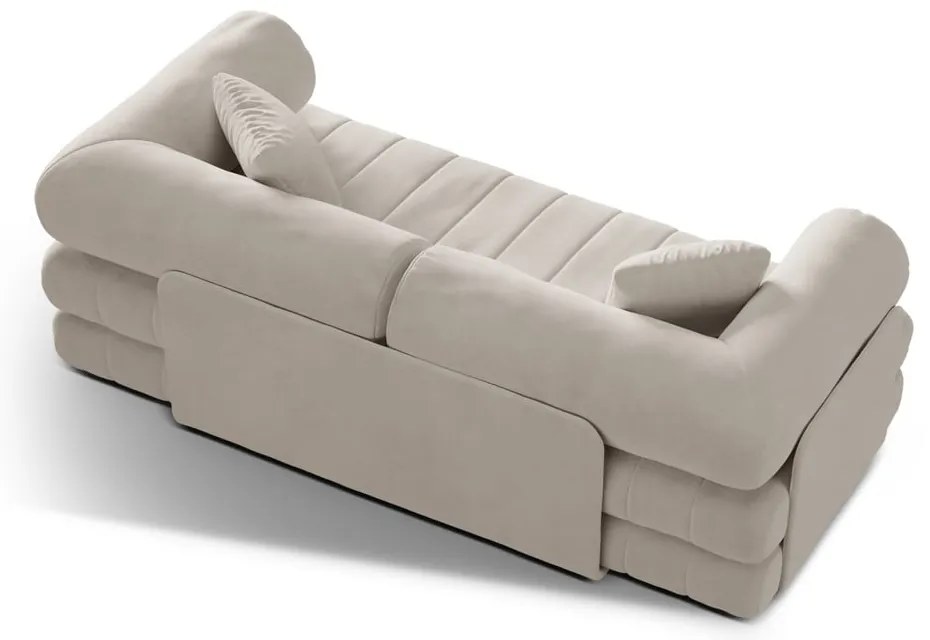 Divano beige allungabile con rivestimento in velluto 206 cm Kemi – Cosmopolitan Design