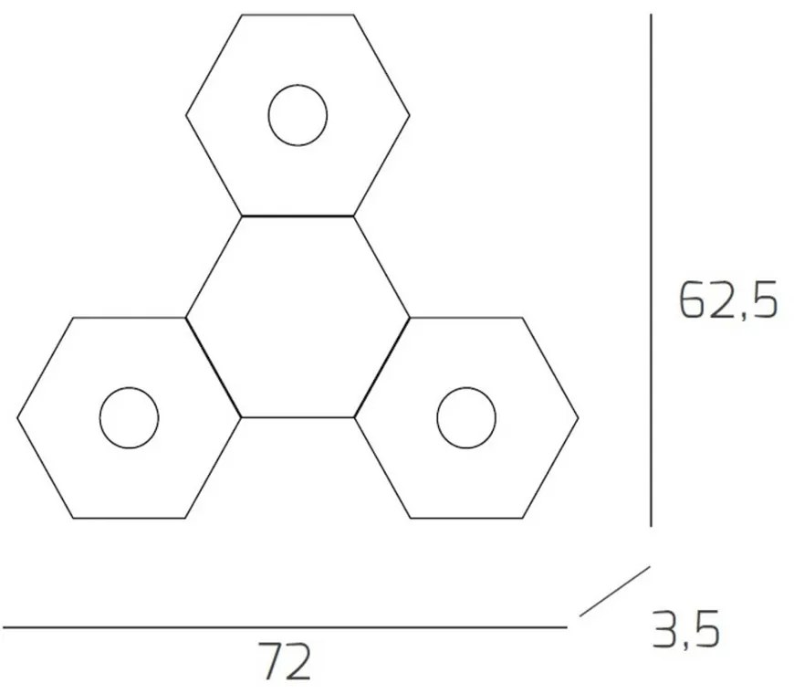 Plafoniera Moderna 4 Moduli Hexagon Metallo Marrone 3 Luci Led 12X3W