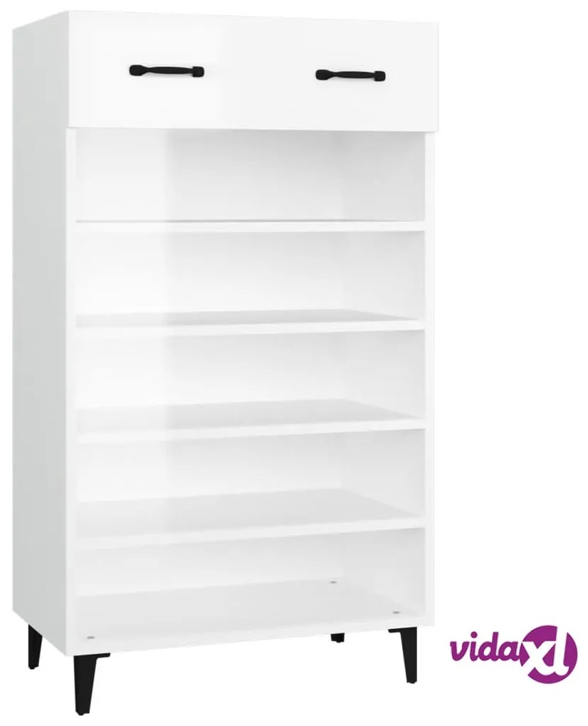 vidaXL Scarpiera Bianco Lucido 60x35x105 cm in Legno Multistrato