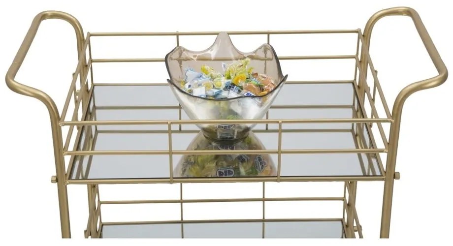 Carrello da portata a 3 piani con design Reo dorato Carrello - Mauro Ferretti