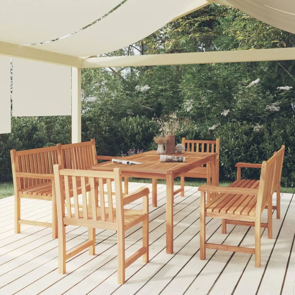 Set da pranzo per giardino 5 pz in legno massello di teak