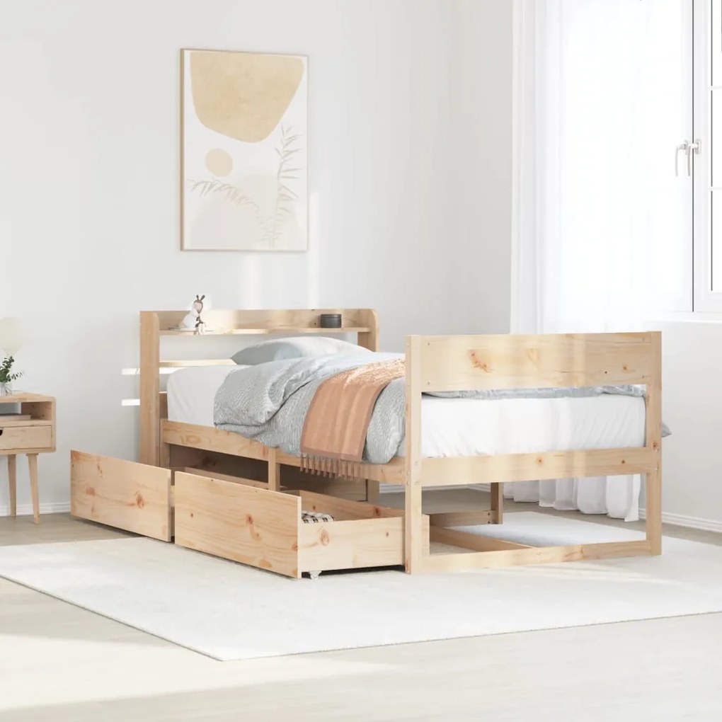 Letto Senza Materasso 75x190 Cm İn Legno Massello Pino /