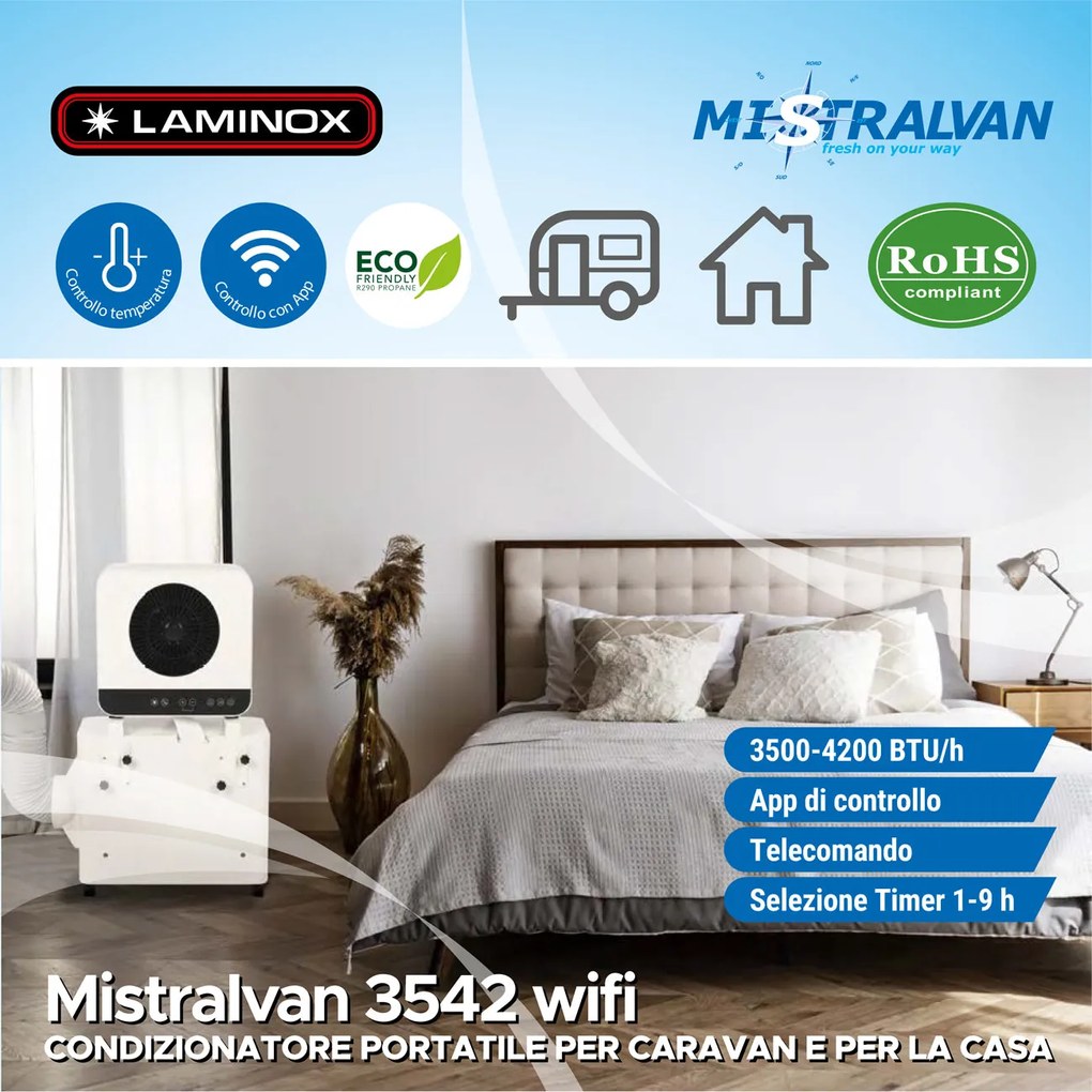 Mistralvan 3542 wifi: Condizionatore Portatile Intelligente per Caravan e Casa