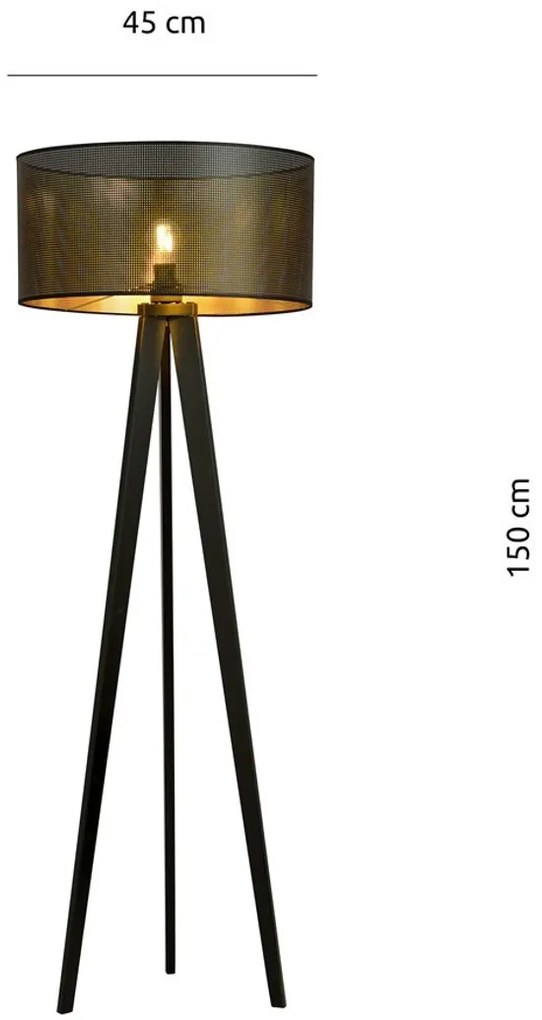 Lampada da Terra in Acciaio e Tessuto ASTON 1 E27