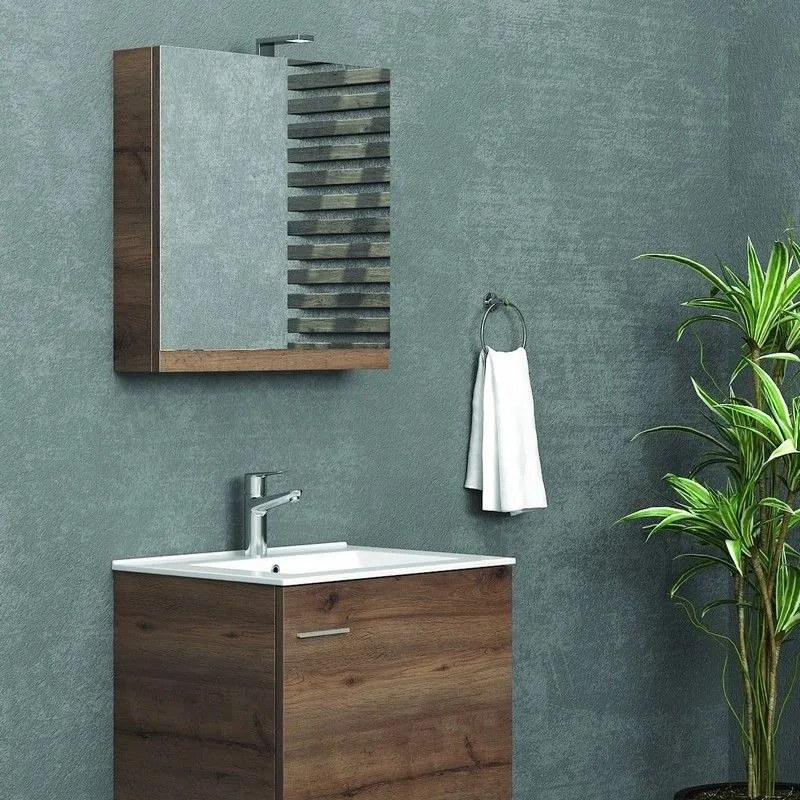 Kamalu - specchio bagno contenitore da 60 cm con 2 ante nel-60