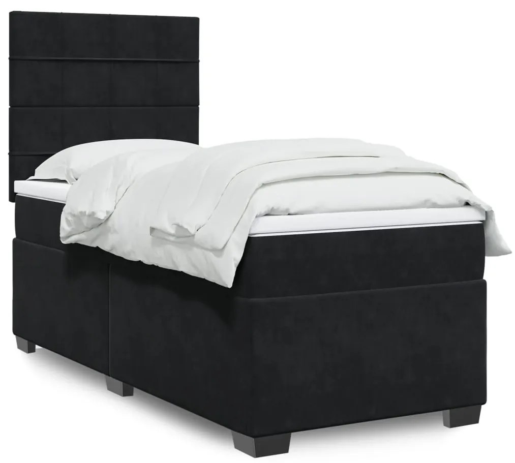 Giroletto A Molle Con Materasso Nero 100x200 Cm İn Velluto /