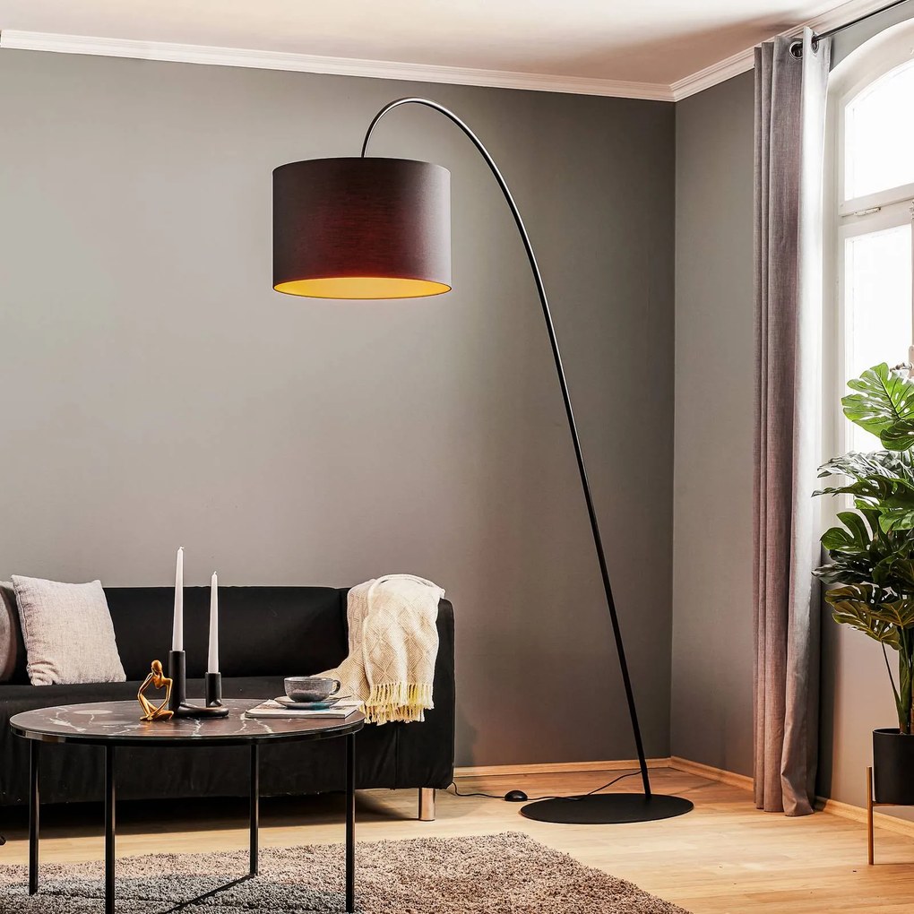 Nowodvorski Lighting Lampada ad arco Alice con paralume nero e oro