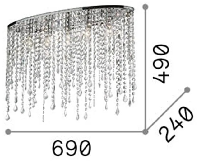 Plafoniera Moderna Rain Metallo-Cristallo Cromo 5 Luci E14