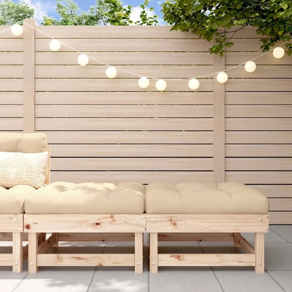 Poggiapiedi Da Giardino Con Cuscini 2 Pz Legno Massello Di Pino /