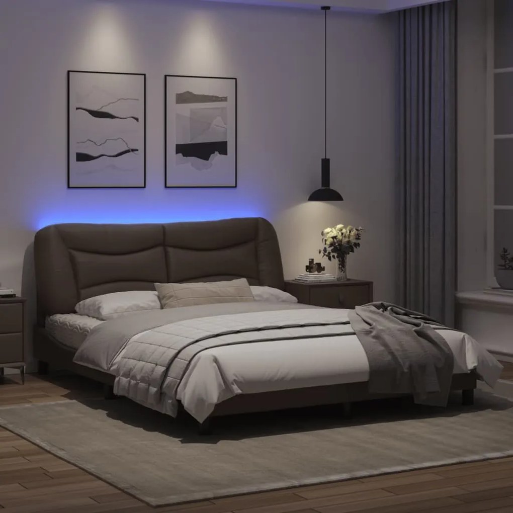 Giroletto con luci led grigio 160x200 cm in similpelle