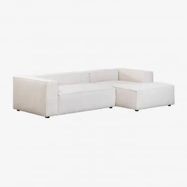 Divano Alembert 3 Posti Chaise Longue Destra & Velluto A Coste Beige Crema - Sklum