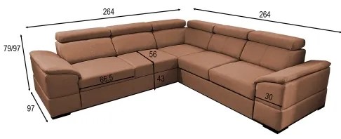 Divano angolare reversibile GRANADA trasformabile con contenitore, marrone